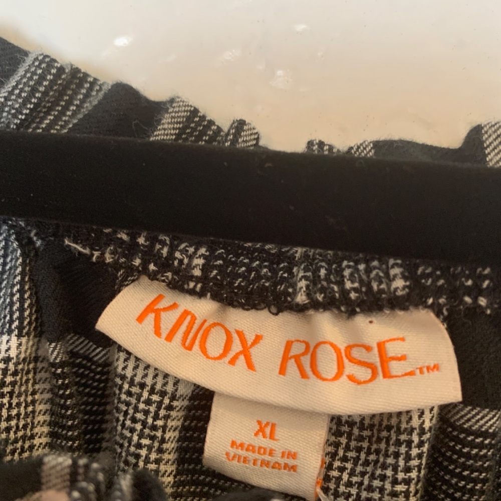 Knox Rose Black Plaid Peasant Top XL - Picture 2 of 8